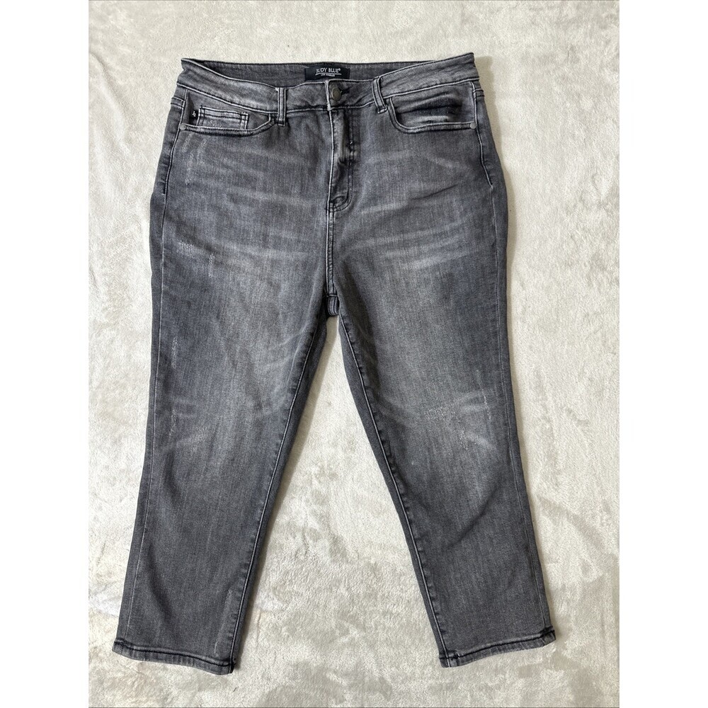Judy Blue Skinny Fit Capri Jeans Womens 15/32 Gray Wash Stretch Denim